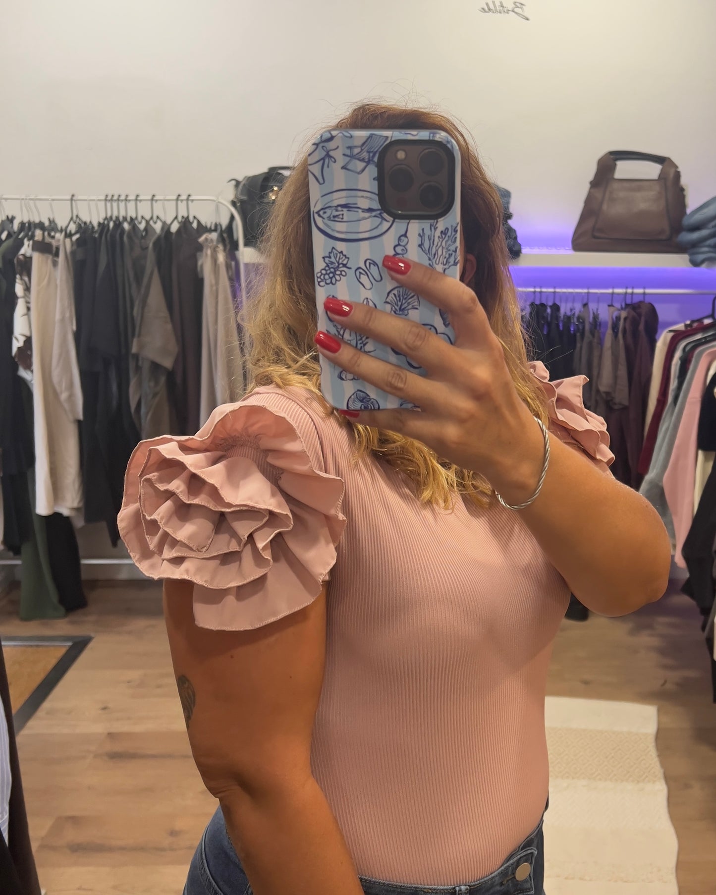 Body com manga de folho