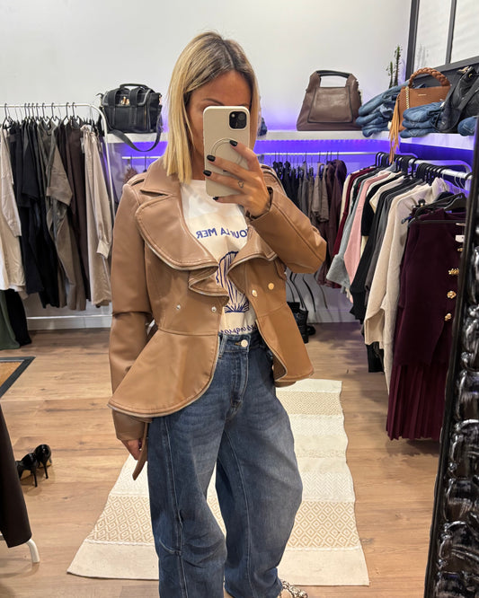 Blazer poli pele cintado